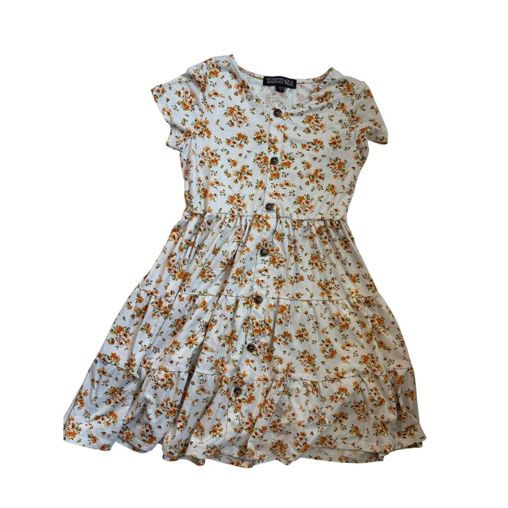 Trixxi Girl Soft Spring Floral Dress Girls Size M Easter Church Wedding Orange